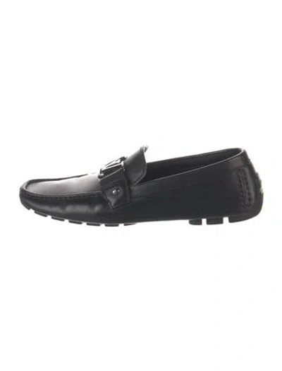 Pre-owned Louis Vuitton Lv Monogram Leather Drivers In Black