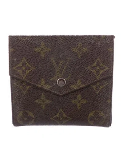 Pre-owned Louis Vuitton Lv Monogram Leather Elise Wallet In Brown