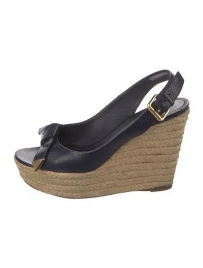 Pre-owned Louis Vuitton Lv Monogram Leather Espadrilles In Blue