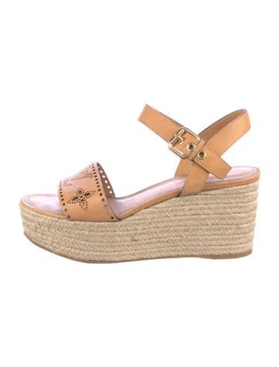 Pre-owned Louis Vuitton Lv Monogram Leather Espadrilles In Brown