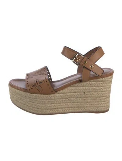 Pre-owned Louis Vuitton Lv Monogram Leather Espadrilles In Brown