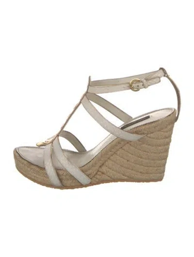 Pre-owned Louis Vuitton Lv Monogram Leather Espadrilles In Neutral