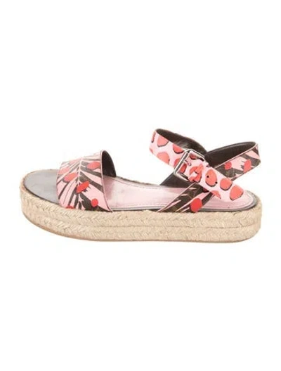 Pre-owned Louis Vuitton Lv Monogram Leather Espadrilles In Pink