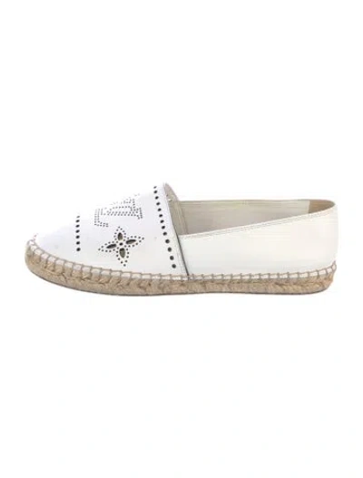 Pre-owned Louis Vuitton Lv Monogram Leather Espadrilles In White