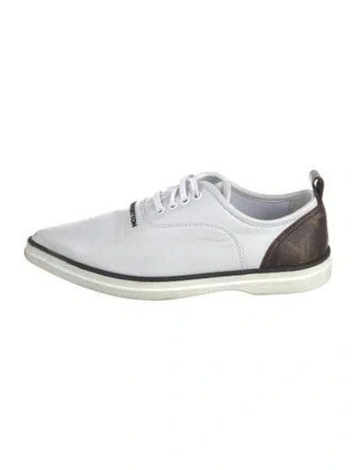 Pre-owned Louis Vuitton Lv Monogram Leather Flats In White