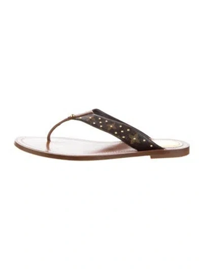 Pre-owned Louis Vuitton Lv Monogram Leather Flip Flops