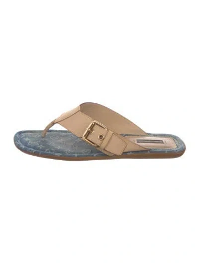 Pre-owned Louis Vuitton Lv Monogram Leather Flip Flops In Blue