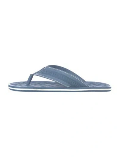 Pre-owned Louis Vuitton Lv Monogram Leather Flip Flops In Blue