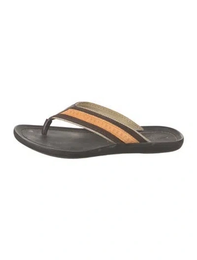 Pre-owned Louis Vuitton Lv Monogram Leather Flip Flops In Brown