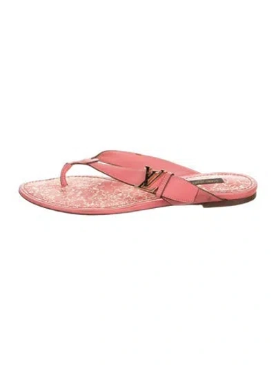 Pre-owned Louis Vuitton Lv Monogram Leather Flip Flops In Pink