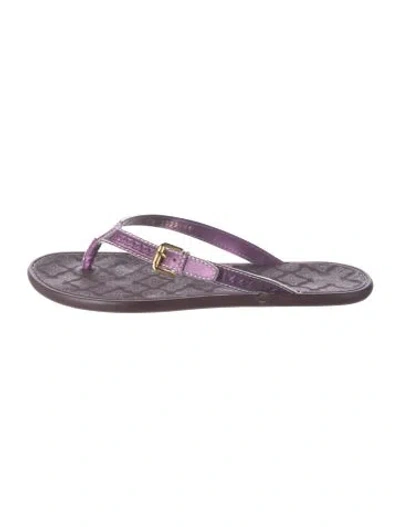 Pre-owned Louis Vuitton Lv Monogram Leather Flip Flops In Purple