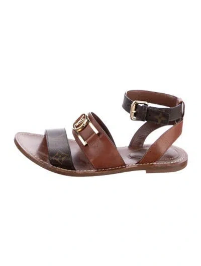 Pre-owned Louis Vuitton Lv Monogram Leather Gladiator Sandals In Brown