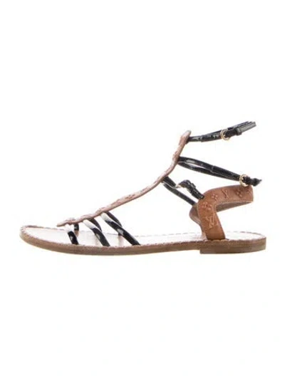 Pre-owned Louis Vuitton Lv Monogram Leather Gladiator Sandals In Brown