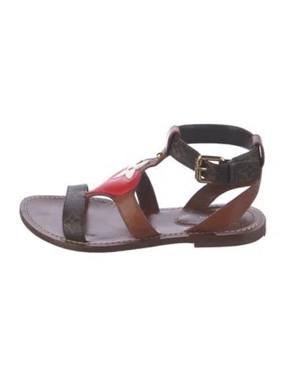 Pre-owned Louis Vuitton Lv Monogram Leather Gladiator Sandals In Brown