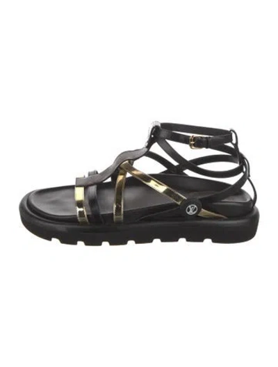Pre-owned Louis Vuitton Lv Monogram Leather Gladiator Sandals In Multi