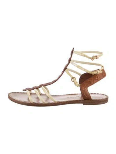Pre-owned Louis Vuitton Lv Monogram Leather Gladiator Sandals In Neutrals