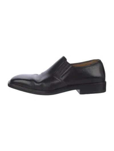 Pre-owned Louis Vuitton Lv Monogram Leather Loafers In Black