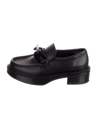 Pre-owned Louis Vuitton Lv Monogram Leather Loafers In Black