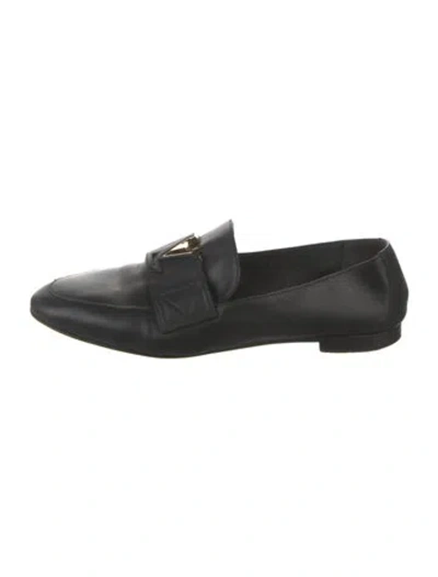 Pre-owned Louis Vuitton Lv Monogram Leather Loafers In Black