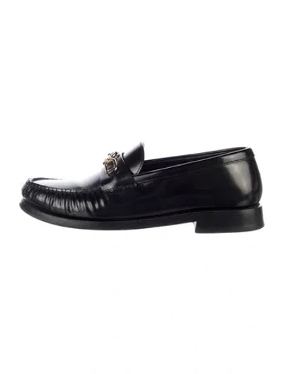 Pre-owned Louis Vuitton Lv Monogram Leather Loafers In Black