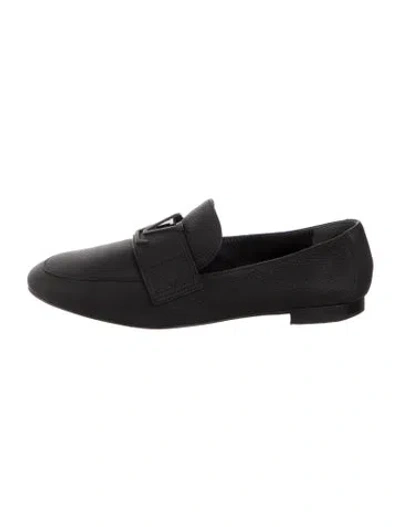 Pre-owned Louis Vuitton Lv Monogram Leather Loafers In Black