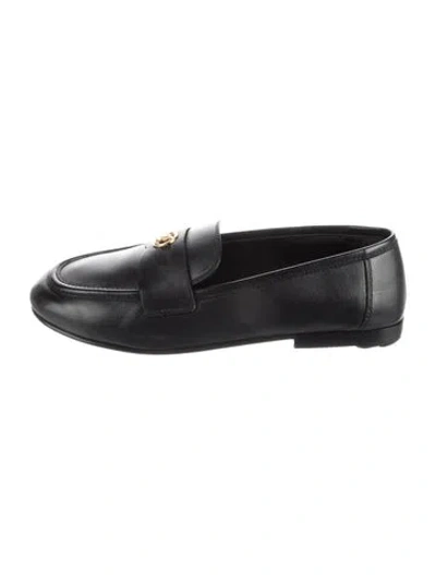Pre-owned Louis Vuitton Lv Monogram Leather Loafers In Black