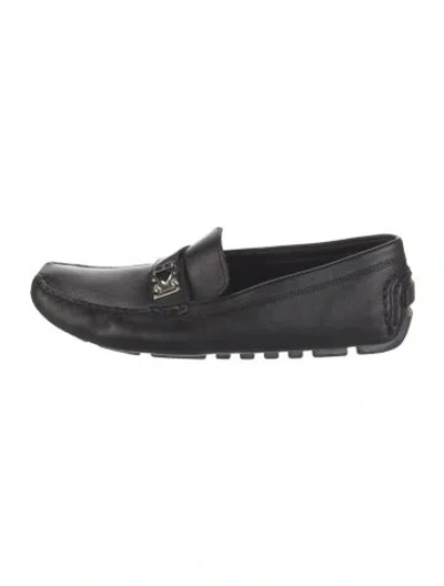 Pre-owned Louis Vuitton Lv Monogram Leather Loafers In Black