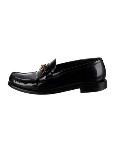 Pre-owned Louis Vuitton Lv Monogram Leather Loafers In Black