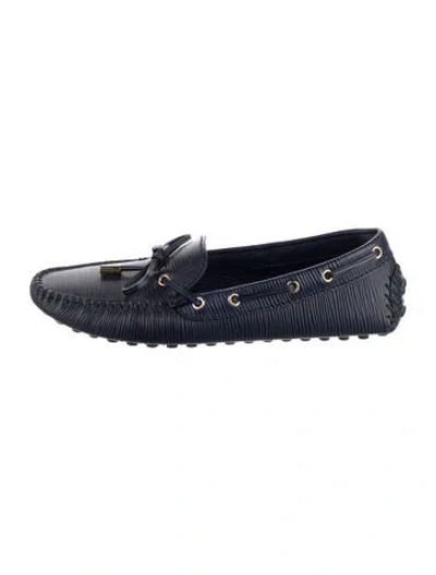 Pre-owned Louis Vuitton Lv Monogram Leather Loafers In Blue