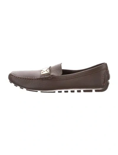 Pre-owned Louis Vuitton Lv Monogram Leather Loafers In Brown