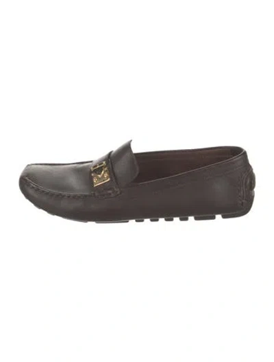 Pre-owned Louis Vuitton Lv Monogram Leather Loafers In Brown
