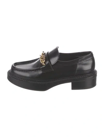 Pre-owned Louis Vuitton Lv Monogram Leather Loafers W/ Tags In Black