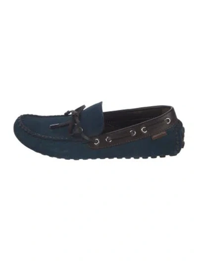 Pre-owned Louis Vuitton Lv Monogram Leather Moccasins In Blue