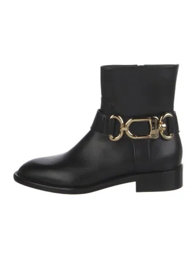 Pre-owned Louis Vuitton Lv Monogram Leather Moto Boots In Black