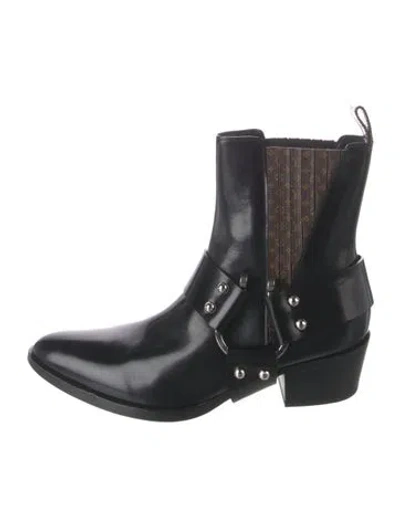 Pre-owned Louis Vuitton Lv Monogram Leather Moto Boots In Black/brown