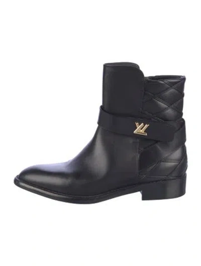 Pre-owned Louis Vuitton Lv Monogram Leather Moto Boots In Blue