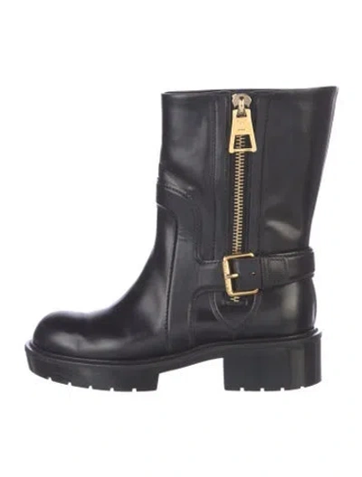 Pre-owned Louis Vuitton Lv Monogram Leather Moto Boots In Blue