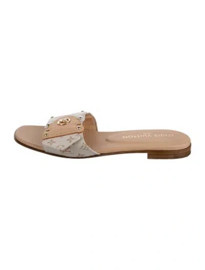 Pre-owned Louis Vuitton Lv Monogram Leather Mules In Neutrals