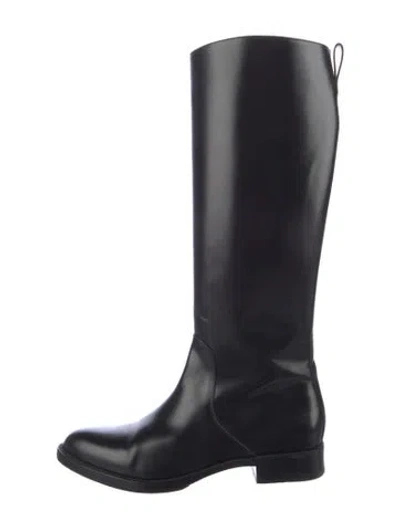 Pre-owned Louis Vuitton Lv Monogram Leather Riding Boots In Black