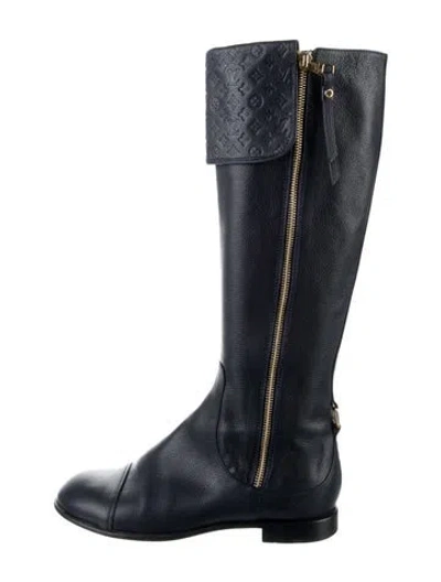 Pre-owned Louis Vuitton Lv Monogram Leather Riding Boots In Blue