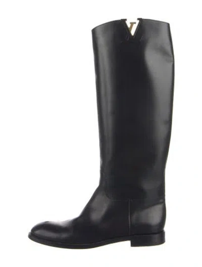 Pre-owned Louis Vuitton Lv Monogram Leather Riding Boots In Blue