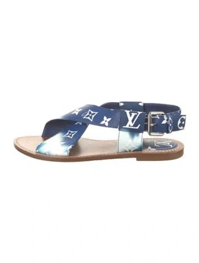 Pre-owned Louis Vuitton Lv Monogram Leather Sandals In Blue