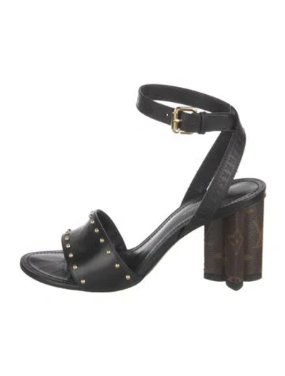 Pre-owned Louis Vuitton Lv Monogram Leather Sandals In Brown