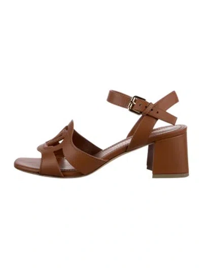 Pre-owned Louis Vuitton Lv Monogram Leather Sandals In Brown/gold/metallic