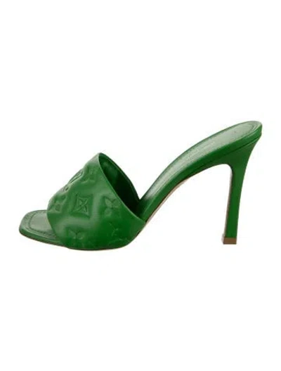 Pre-owned Louis Vuitton Lv Monogram Leather Sandals In Green