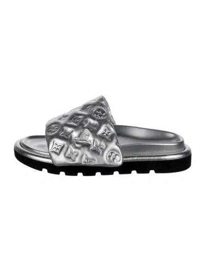Pre-owned Louis Vuitton Lv Monogram Leather Slides