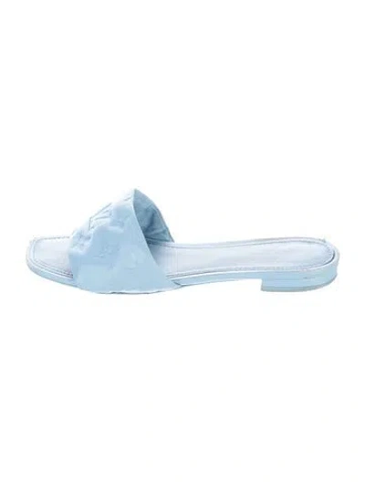 Pre-owned Louis Vuitton Lv Monogram Leather Slides In Blue