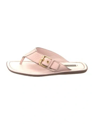Pre-owned Louis Vuitton Lv Monogram Leather Slides In Pink