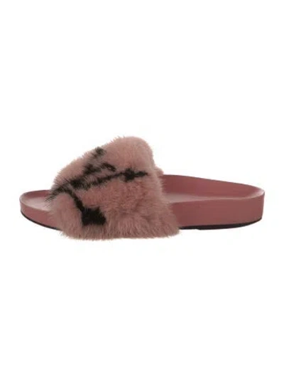 Pre-owned Louis Vuitton Lv Monogram Leather Slides In Pink