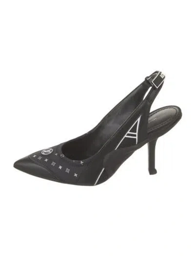 Pre-owned Louis Vuitton Lv Monogram Leather Slingback Pumps In Blue